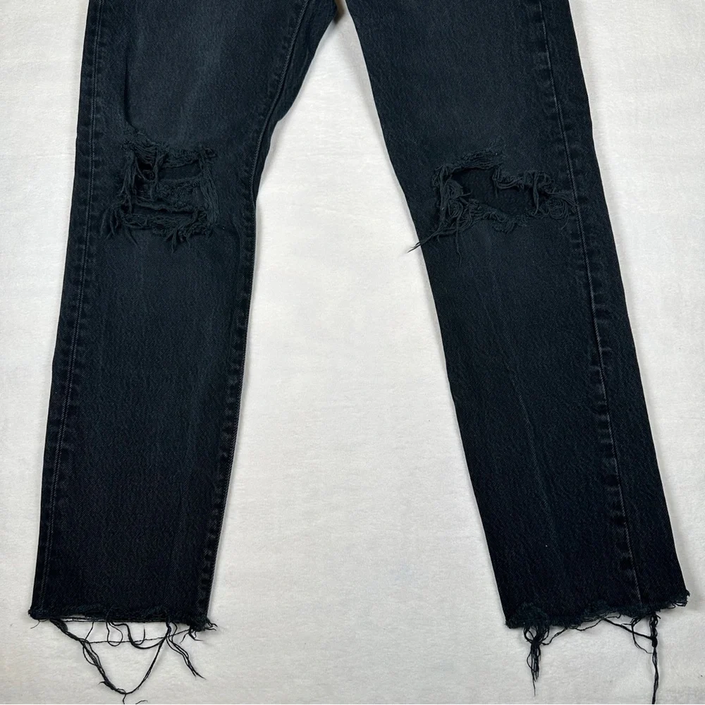 Levi’s black Distressed 501 S Skinny holes cut off‎ frayed Jeans cotton